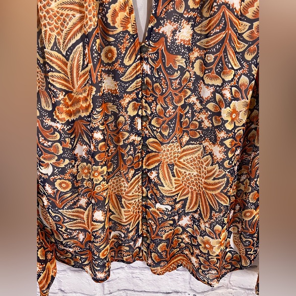 Anthropologie Pilcro Tavi Orange Floral Print Button Front Blouse NWT Plus Sz 1X - Picture 5 of 10